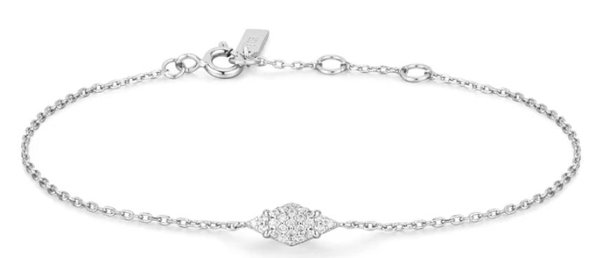Ania Haie Silver Cubic Zirconia Rhombus Bracelet 16.5-18.5cm