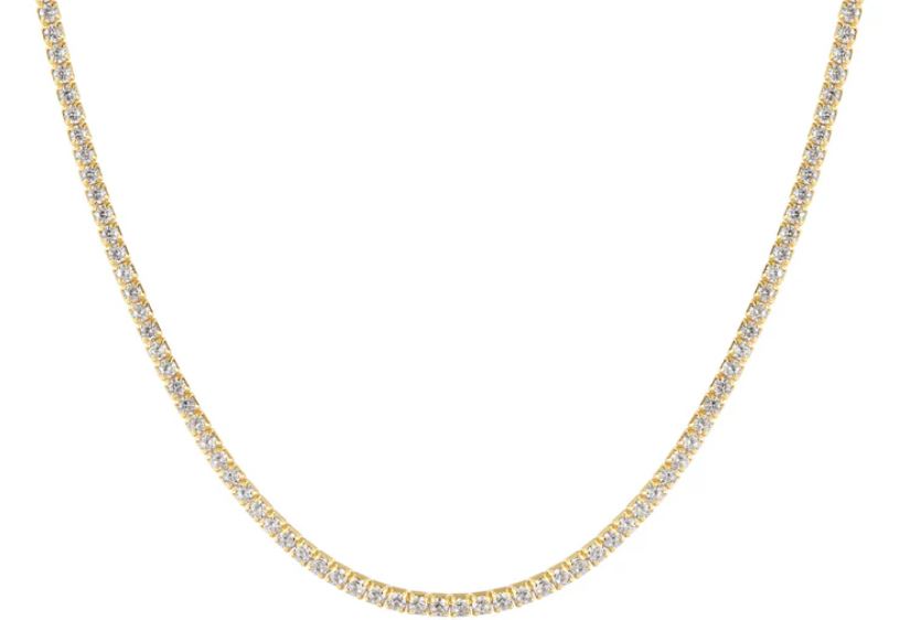 Ania Haie Silver and Yellow Gold Plated Cubic Zirconia Tennis Necklace 38-43cm