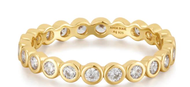 Ania Haie Gold Plated Cubic Zirconia Bezel Set Band - 56
