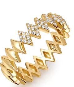 Ania Haie Silver and Yellow Gold Plated Half Pave Sparkle Band Ring - 56