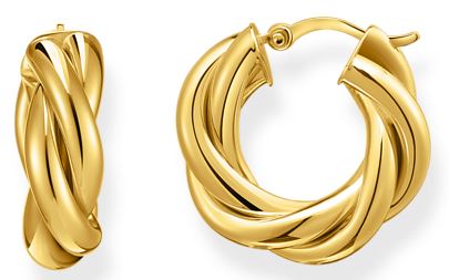 Thomas Sabo Yellow Gold Plated Sterling Silver Chunky Intertwined Hoop Earrings