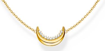 Thomas Sabo Sterling Silver Yellow Gold Plated Moon Necklace with Cubic Zirconia