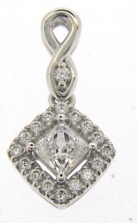 9ct White Gold Cubic Zirconia Square Cluster Pendant