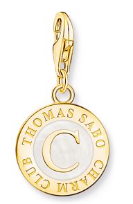 Thomas Sabo Sterling Silver and Yellow Gold Plated Coin Charm with White Enamel