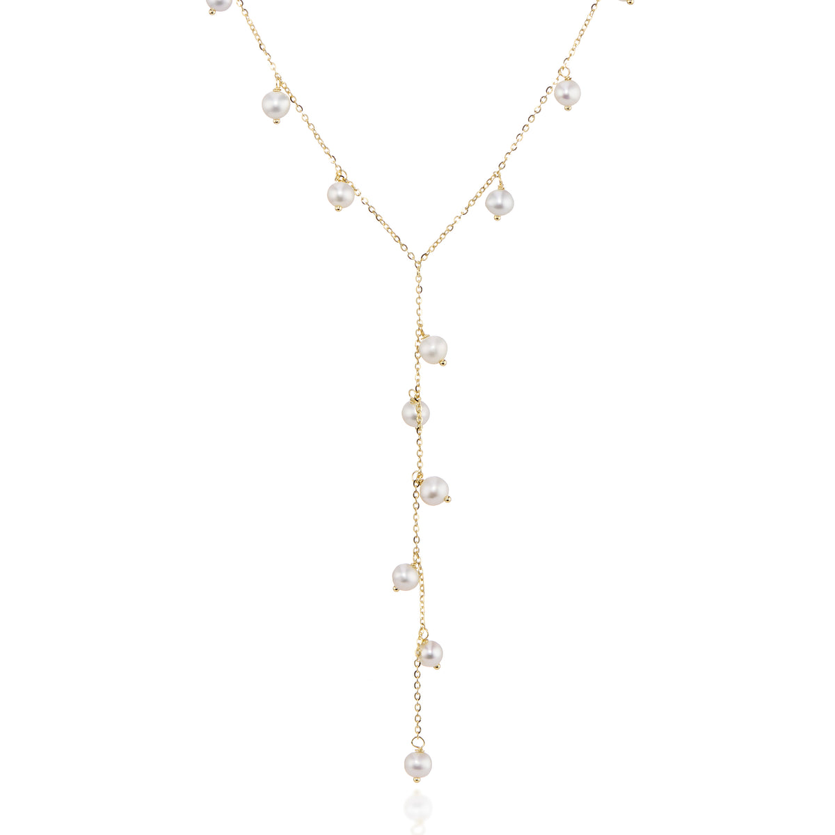 9ct Yellow Gold Cultured Pearl Y-Drop Necklace