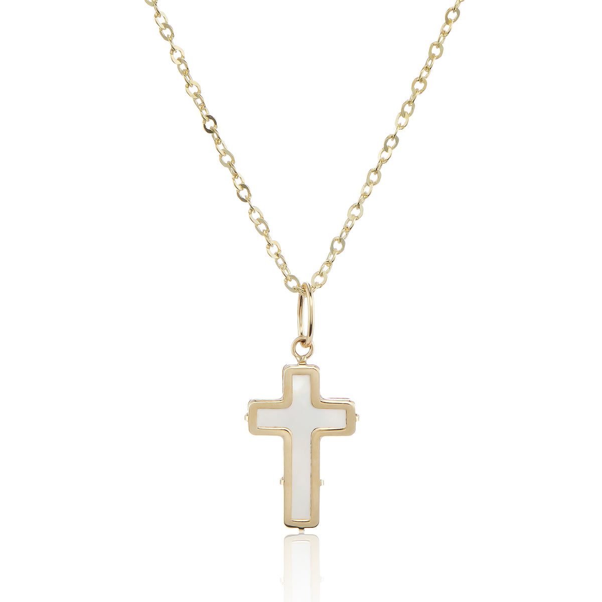 9ct Yellow Gold Mother of Pearl Cross Pendant