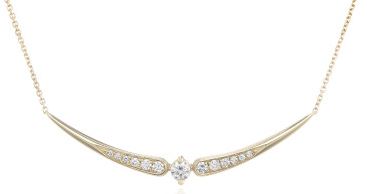 9ct Yellow Gold Diamond Curve Bar Necklace
