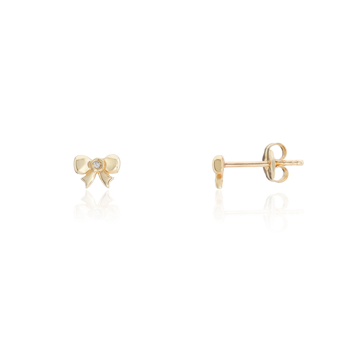 9ct Yellow Gold Diamond Bow Stud Earrings