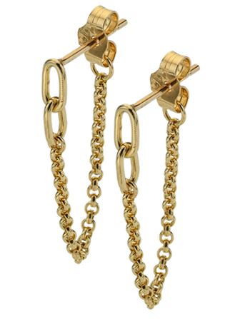 9ct Yellow Gold Pear and Round Cubic Zirconia Drop Earrings