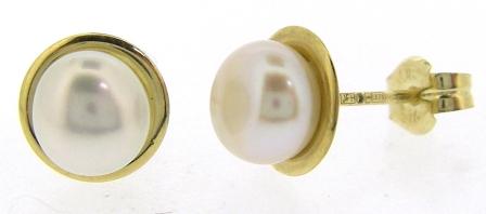 9ct Yellow Gold Fresh Water Pearl Stud Earrings