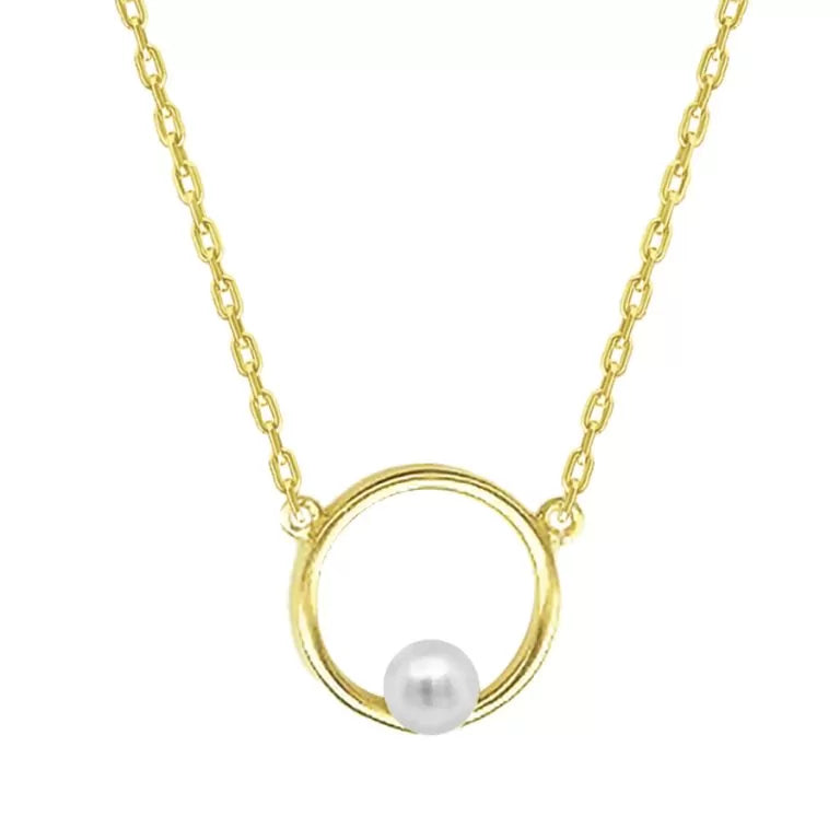 9ct Yellow Gold Fresh Water Pearl Circle Necklet