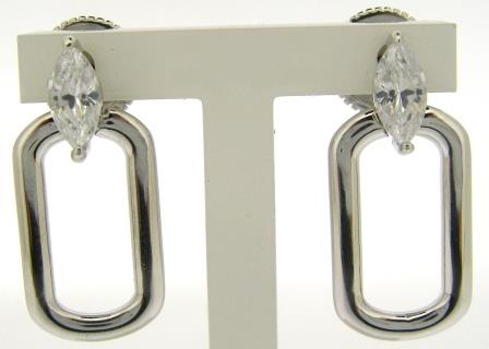 CARAT* London Sterling Silver Marquise Open Link Tori Drop Earrings with Cubic Zirconia