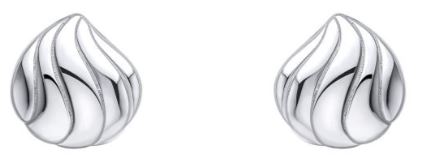 Sterling Silver Waved Teardrop Stud Earrings