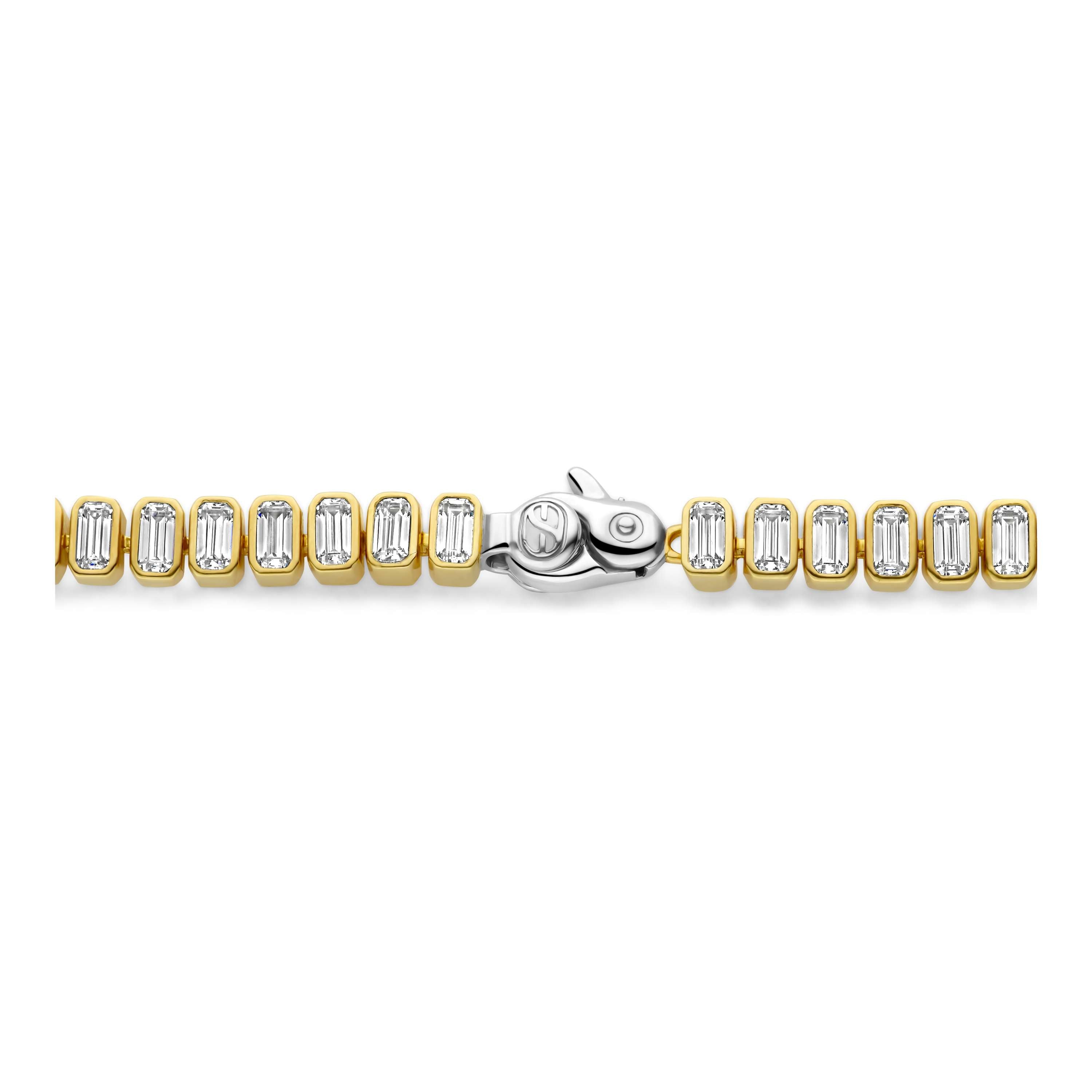 Ti Sento Gold Plated Rectangular Bezel Set CZ Tennis Bracelet