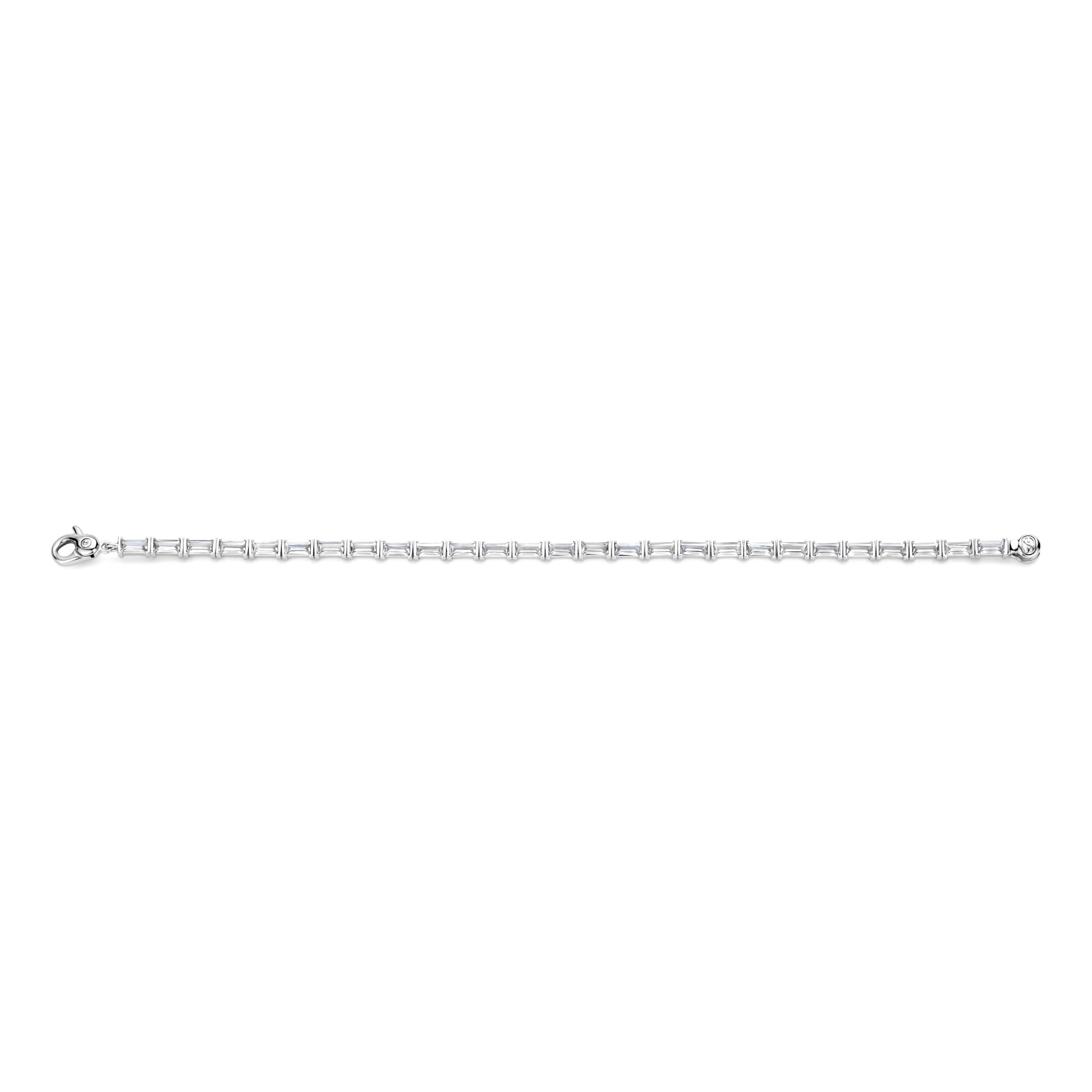Ti Sento Sterling Silver Emerald Cut Cubic Zirconia Tennis Bracelet - 7'