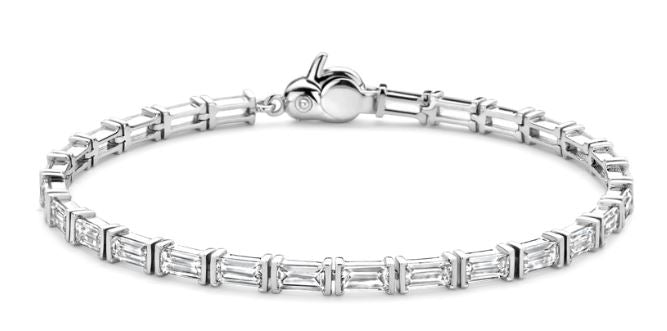 Ti Sento Emerald Cut Tennis Bracelet - Cubic Zirconia, Sterling Silver, 7"