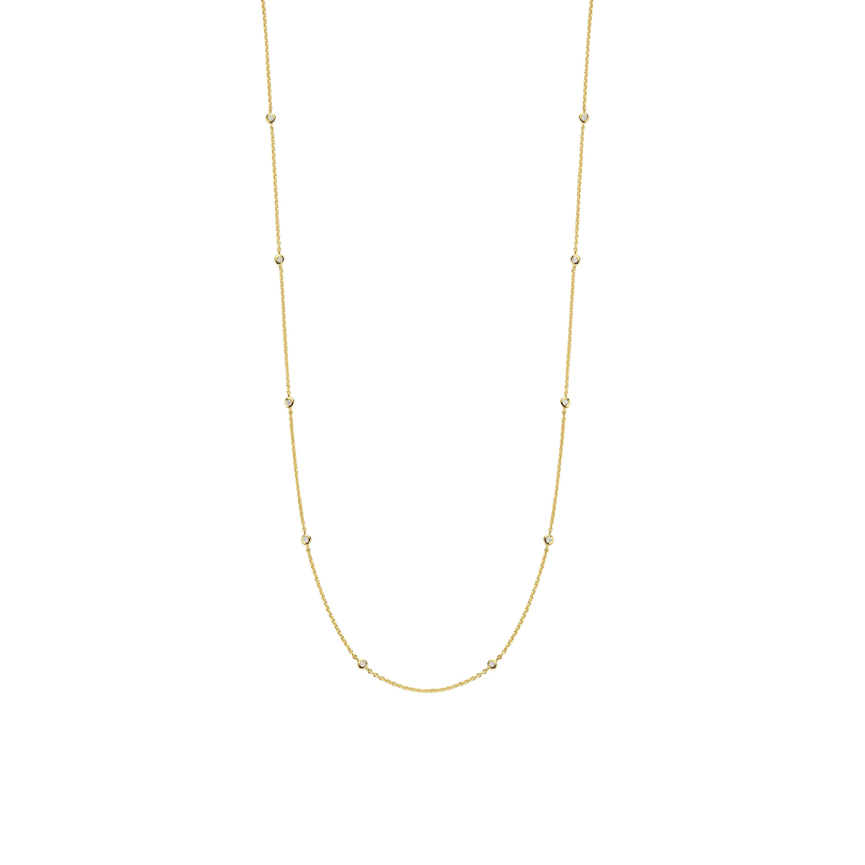 Ti Sento Gold Plated Cubic Zirconia Bezel Set Necklace 90cm