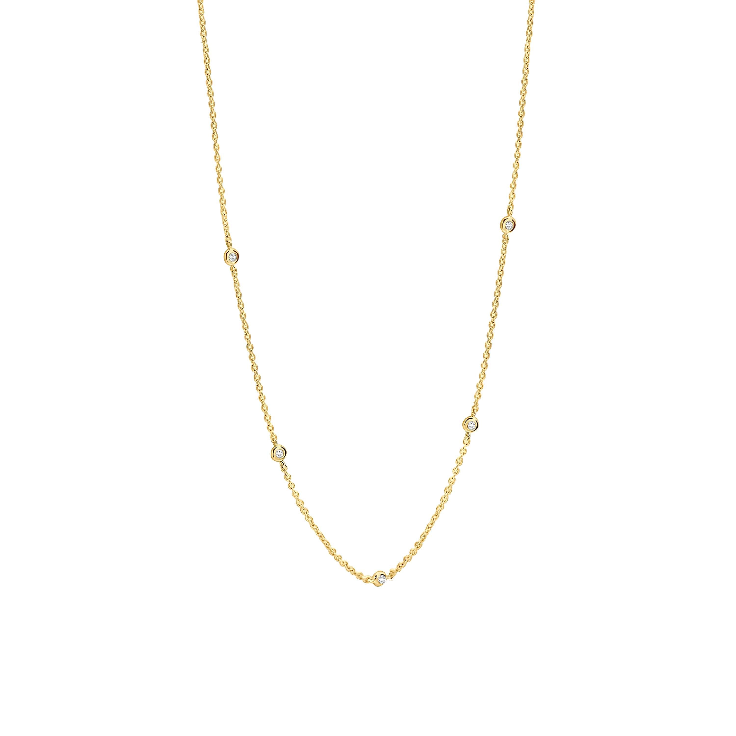 Ti Sento Gold Plated Cubic Zirconia Bezel Set Necklace 90cm