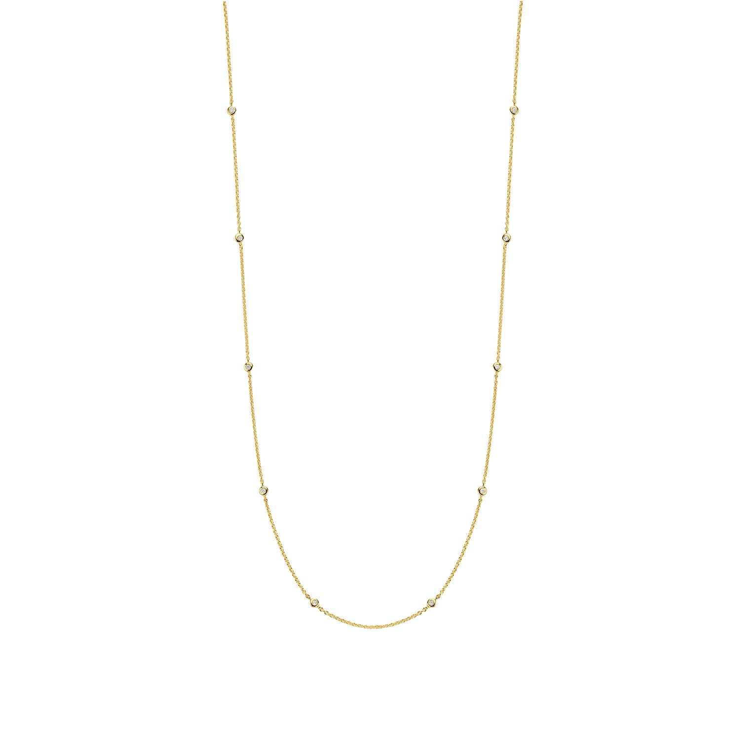 SS/YGP CZ Bezel Set Nlace 90cm