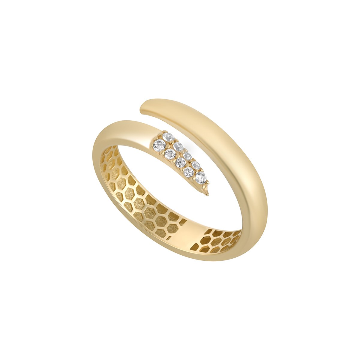 9ct Yellow Gold Cubic Zirconia Pointed Wrap Ring