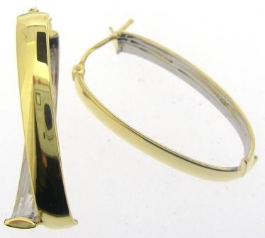 9ct Bi-Colour Gold Crossover Hoop Earrings