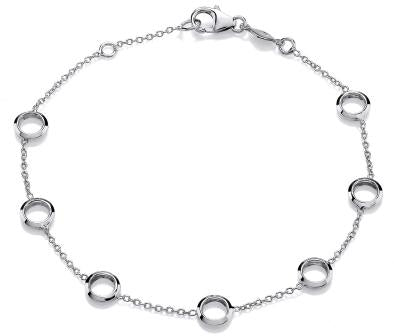9ct White Gold Open Circle Station Bracelet