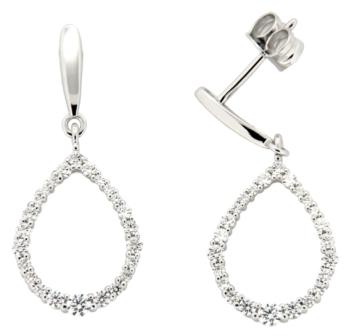 9ct White Gold Pear Shape Cubic Zirconia Drop Earrings