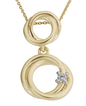 9ct Yellow Gold Double Circle Diamond Pendant