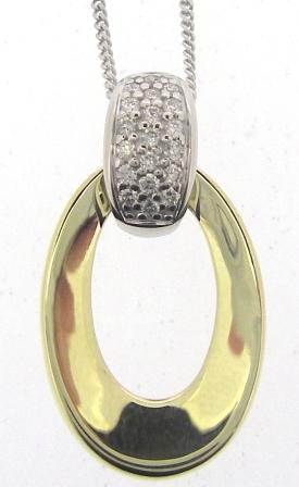 9ct Yellow and White Gold Oval Diamond Pendant