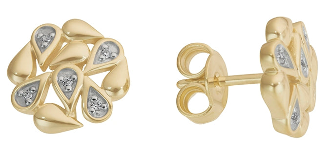 9ct Yellow Gold Celestial Star Stud Earrings