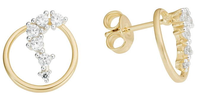 9ct Yellow Gold Cubic Zirconia Circle Stud Earrings