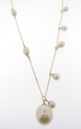 9ct Yellow Gold Cultured Freshwater Pearl Necklace