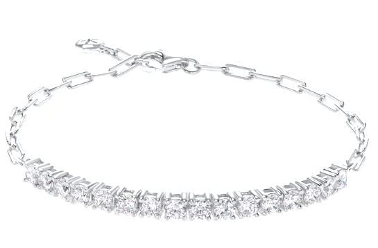 CARAT* London Sterling Silver Aimee Tennis Paperlink Chain Bracelet with Cubic Zirconia