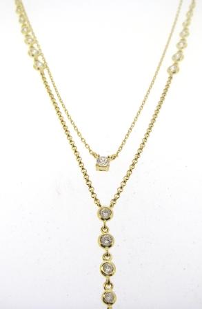CARAT* London Yellow Gold Plated Sterling Silver Thiya Double Chain Necklace with Cubic Zirconia