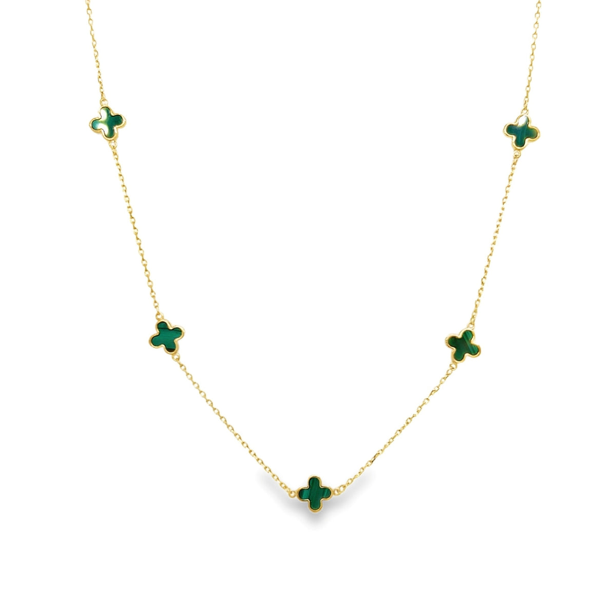 9ct Yellow Gold Malachite Floral Necklace