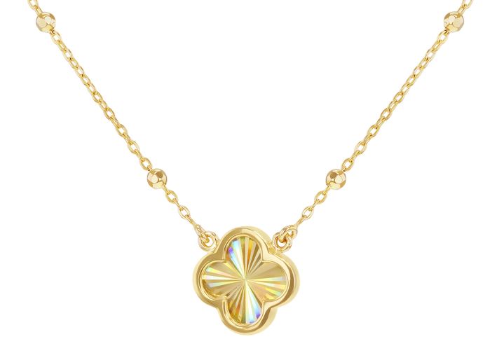 Rainbow Petal Ball Curb Chain Necklace in 9ct Yellow Gold