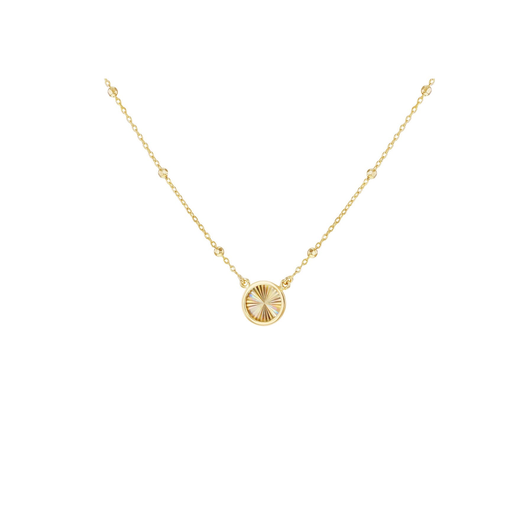 9ct Yellow Gold Rainbow Circle Ball Curb Chain Necklace, 18 Inch