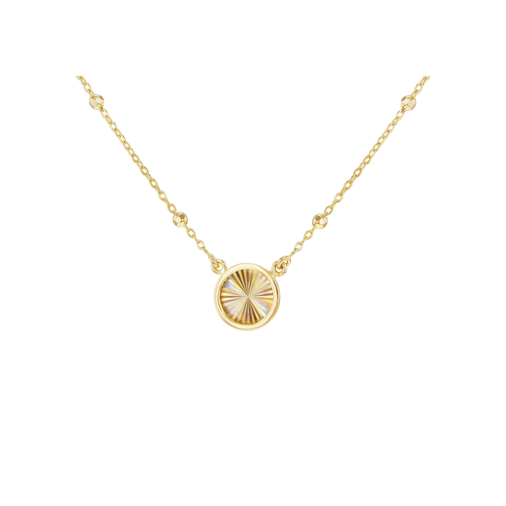 9ct Yellow Gold Rainbow Circle Ball Curb Chain Necklace, 18 Inch