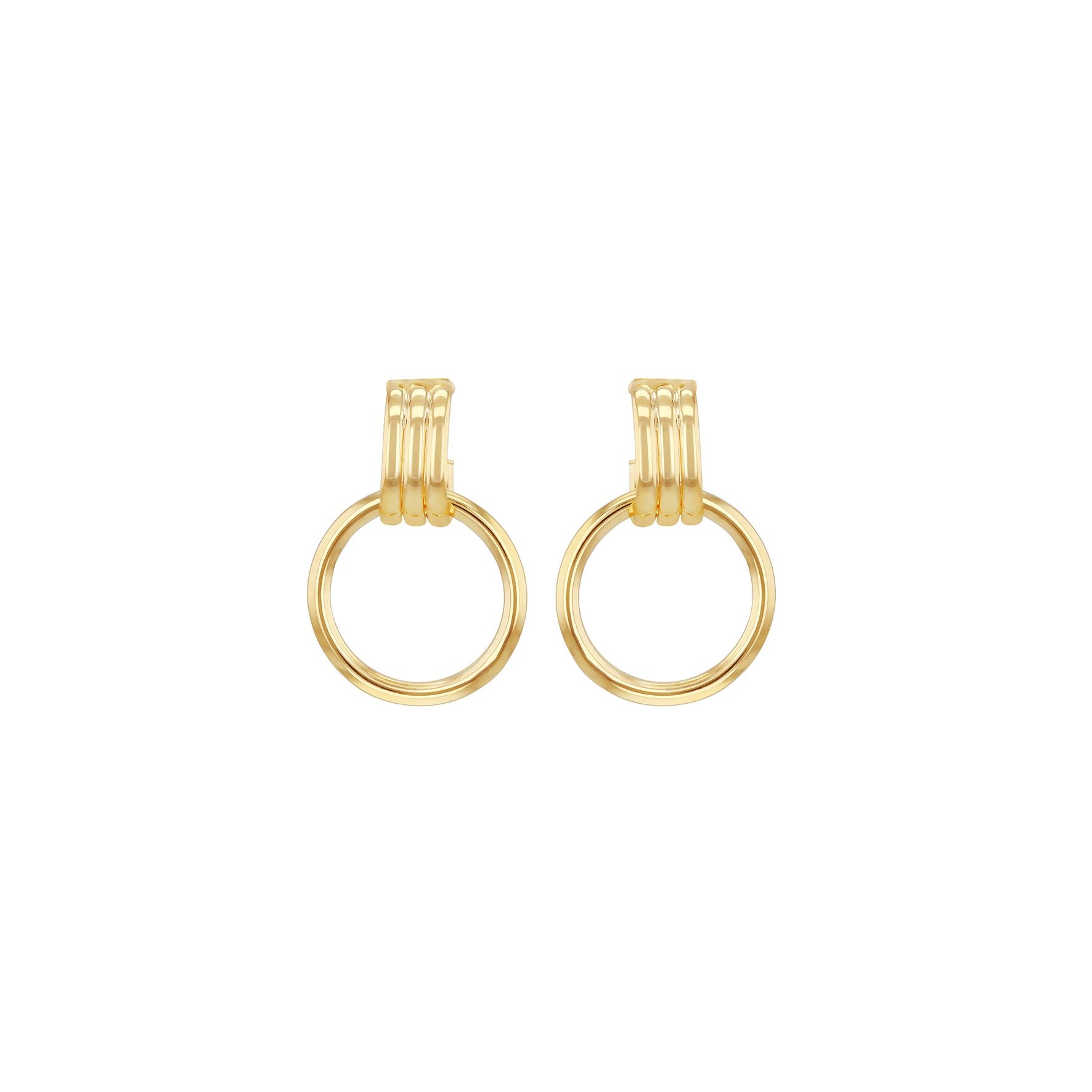 9ct Yellow Gold Polished Circle Drop Earrings