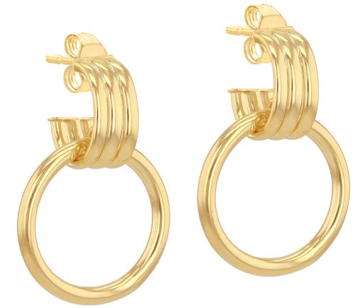 9ct Yellow Gold Cubic Zirconia Circle Drop Stud Earrings
