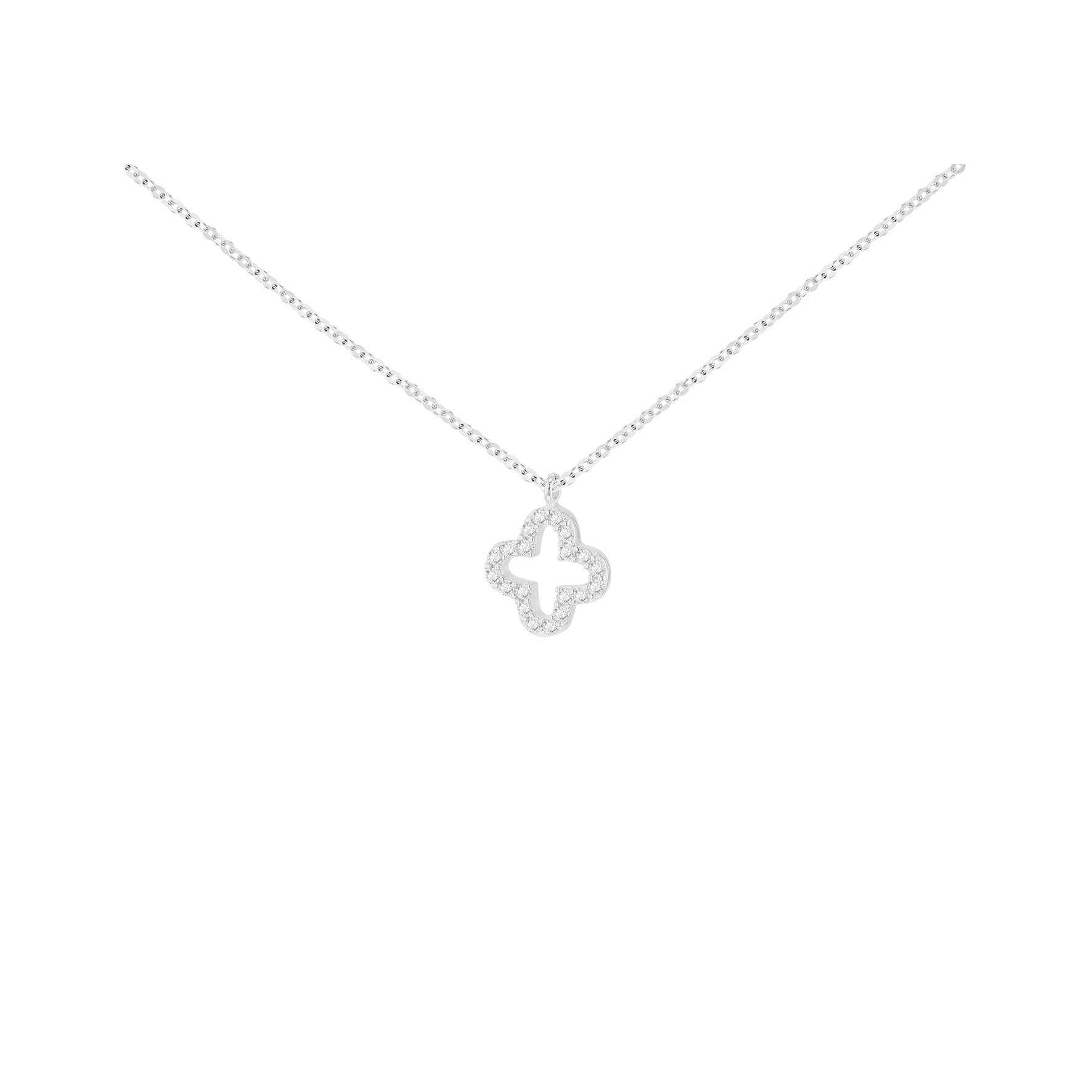 9ct White Gold Cubic Zirconia Flower Pendant