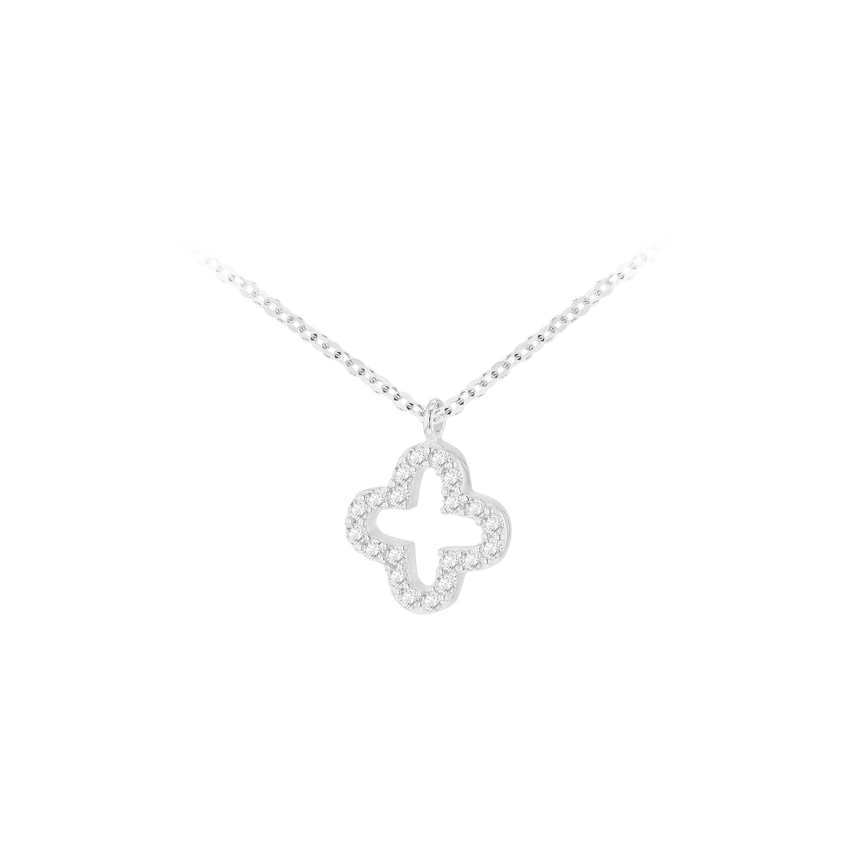 9ct White Gold Cubic Zirconia Flower Pendant