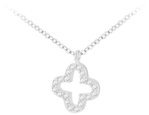 9ct White Gold Cubic Zirconia Flower Pendant