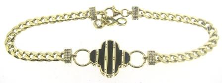 9ct Yellow Gold Clover and CZ Bracelet