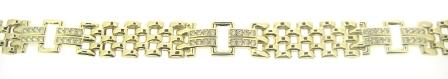 9ct Yellow Gold Four Row Brick Link & CZ Bracelet