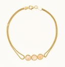 9ct Yellow Gold Double Spiga Bracelet with Three Round Mother of Pearl Centres 19cm