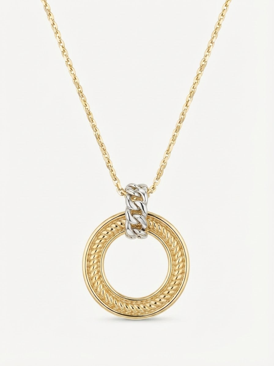 9ct Yellow & White Gold Open Circle Pendant
