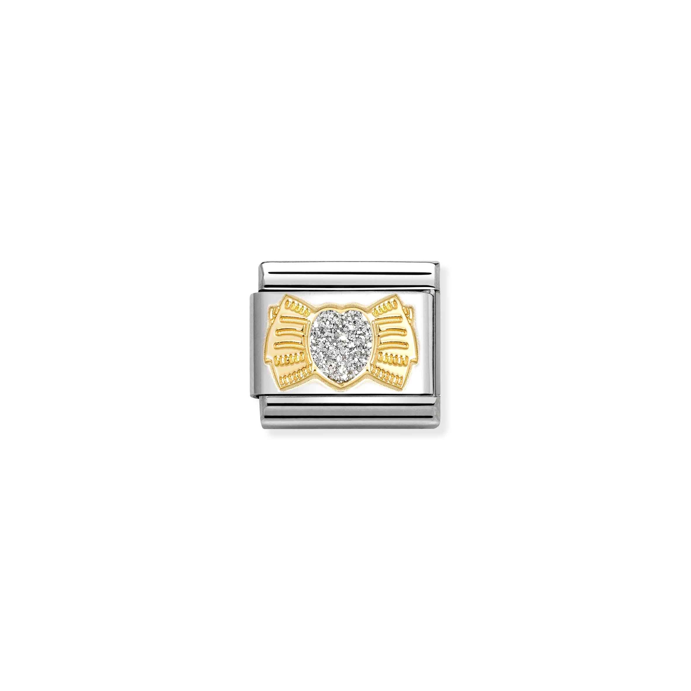 Nomination Composable Classic Glitter Bow with Silver Heart Charm