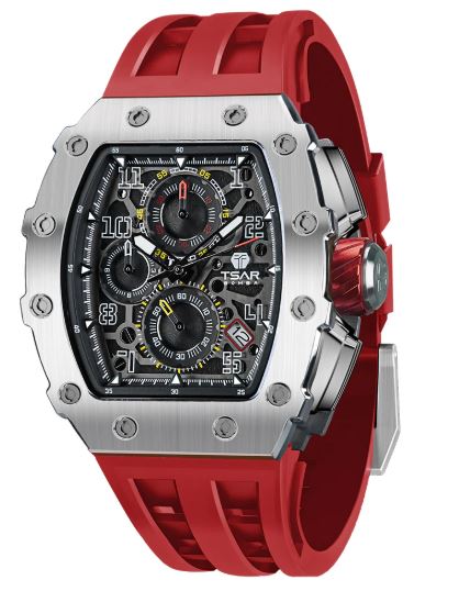 Tsar Bomba Elemental Series Quartz Chronograph Watch TB8204Q-33 – Red Silicone Strap