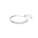 Swarovski Matrix Double Row Tennis Bracelet - Rhodium Plated - M - White